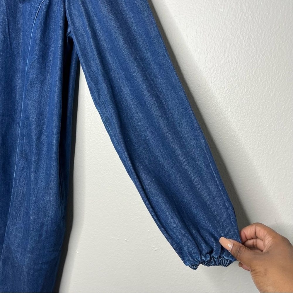 NEW Boden Women Dress 12 Denim Blouson Shift‎ Tencel Chambray Long Sleeve - Picture 7 of 16